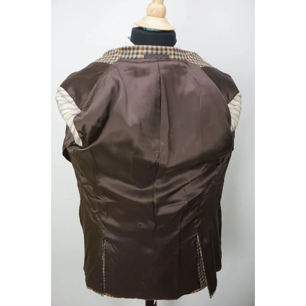 Raffaele Caruso Brown Orange Gingham Plaid Flannel Sport Coat Jacket Sz 36R NEW - Picture 6 of 8